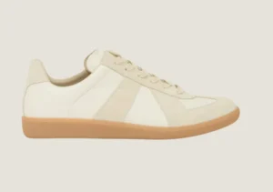 MM Beige in nappa leather and suede with a honey sole.