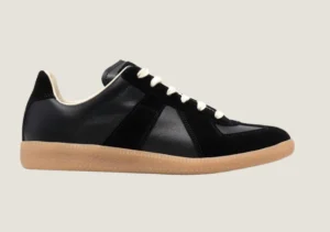 MM Black nappa leather honey-colored sole.