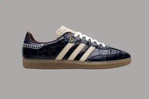 Navy Croc-Embossed Heritage Sneakers – Gum Sole Edition